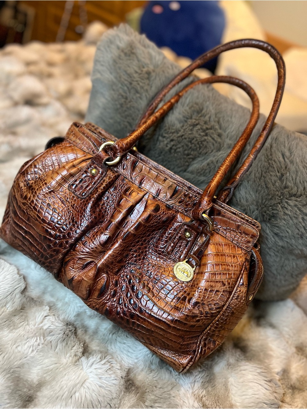 Brahmin Pecan Melbourne Satchel Purse (Retail $445)